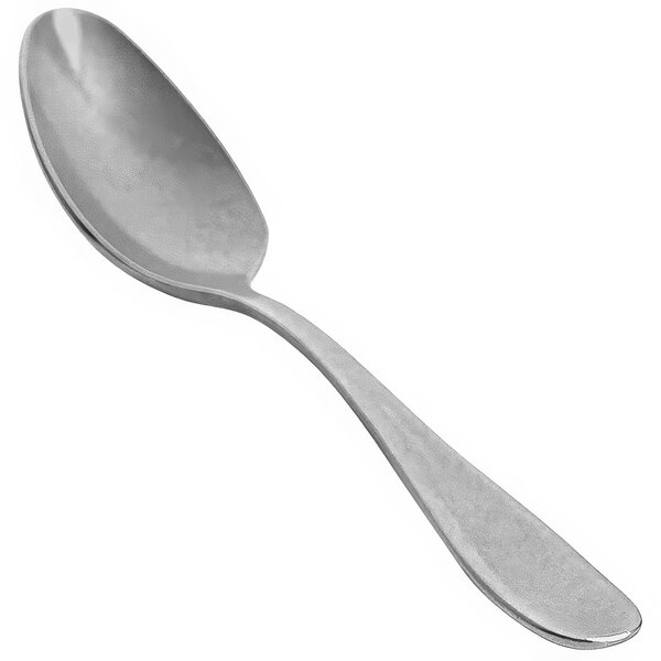 A Front of the House Cameron stainless steel teaspoon with an antique silver handle.