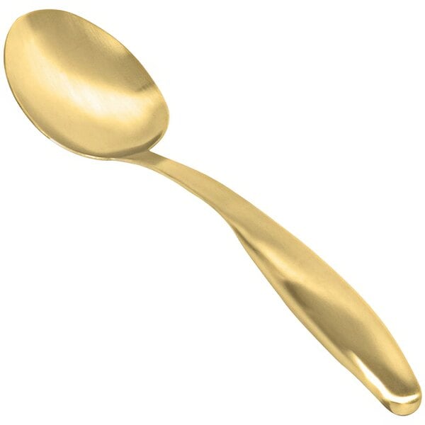 A Front of the House stainless steel serving spoon with a matte brass finish.