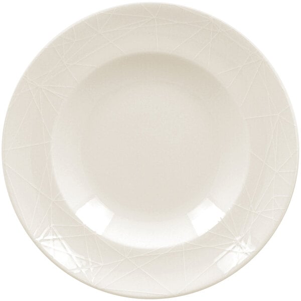 A white RAK Porcelain deep plate with an embossed pattern.