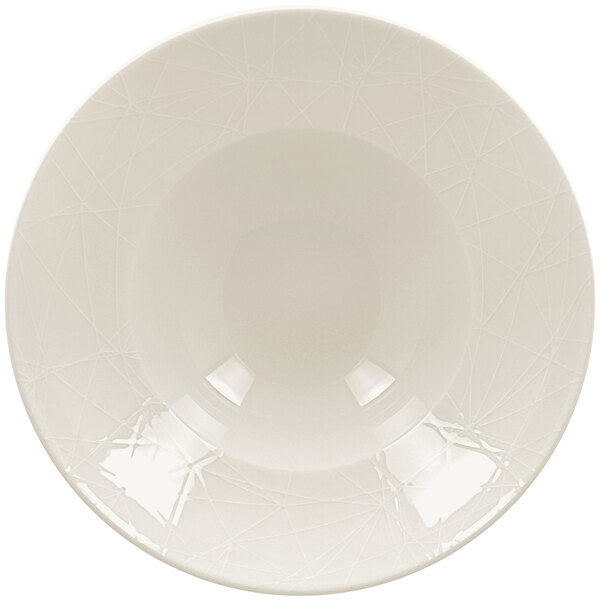 A RAK Porcelain ivory porcelain plate with a circular pattern on the rim.