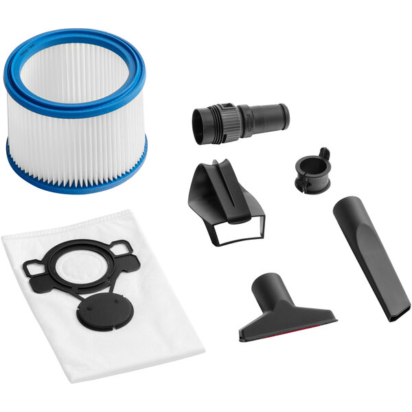 The Nilfisk AERO 21-01 PC wet/dry vacuum tool kit with hose and cleaning accessories.