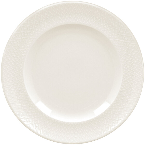 A RAK Porcelain ivory flat plate with a zigzag pattern.