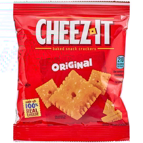 A red bag of Cheez-It Original crackers.