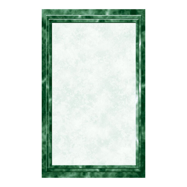 A rectangular sheet of paper with a green marble-patterned border and a blank white center.