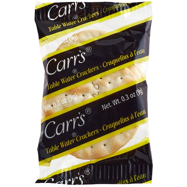 A bag of Carr's Table Water crackers.