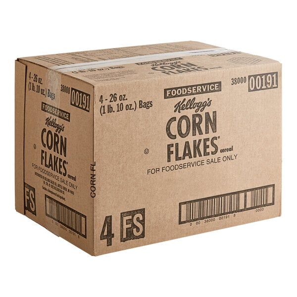 A case of 4 Kellogg's Corn Flakes cereal boxes on a white background.