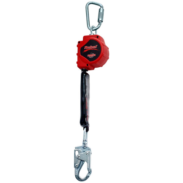 A red and black 3M Protecta Rebel self-retracting lifeline with hooks.