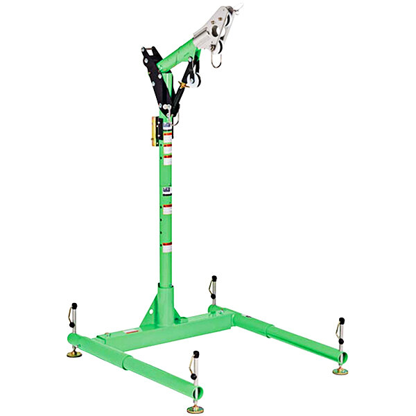 A green 3M DBI-SALA Davit hoist system on a white stand.