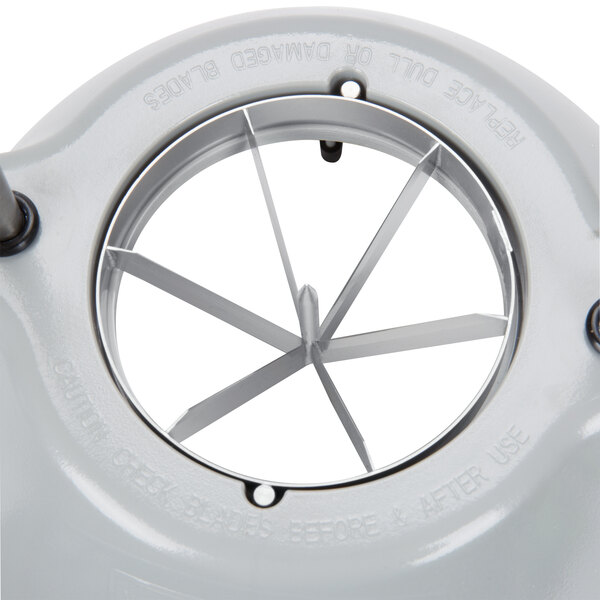 A circular metal Vollrath blade assembly with 6 sections.