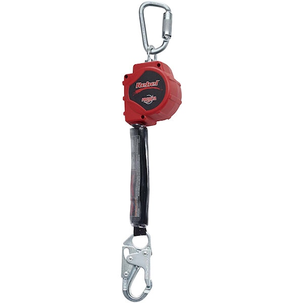 A red and black 3M Protecta Rebel self-retracting lifeline.