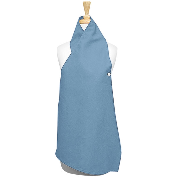 A Wedgewood blue dining scarf on a mannequin.