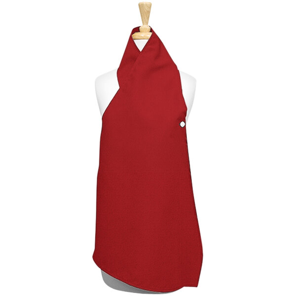 A red Snap Drape dining scarf on a mannequin.