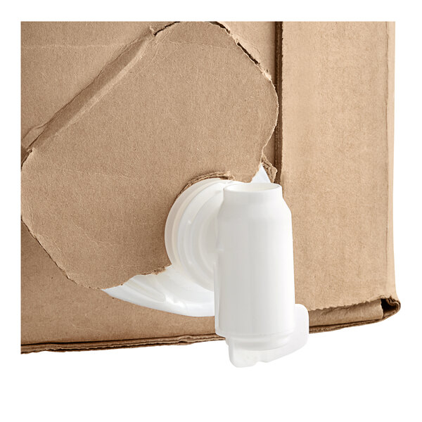 A white plastic bag in a box with red and black text.