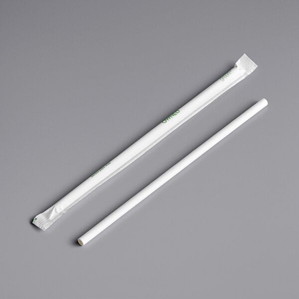 True Green 7 3/4 White Wrapped Bamboo Paper Straw - 5000/Case