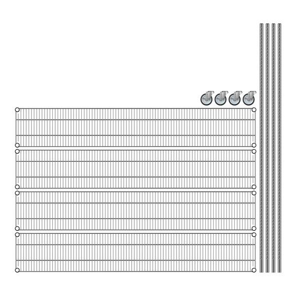 A grid of metal bars with metal rods.