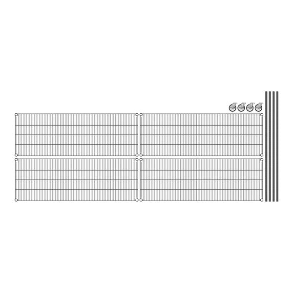 Regency black wire shelving with a black and white grid.