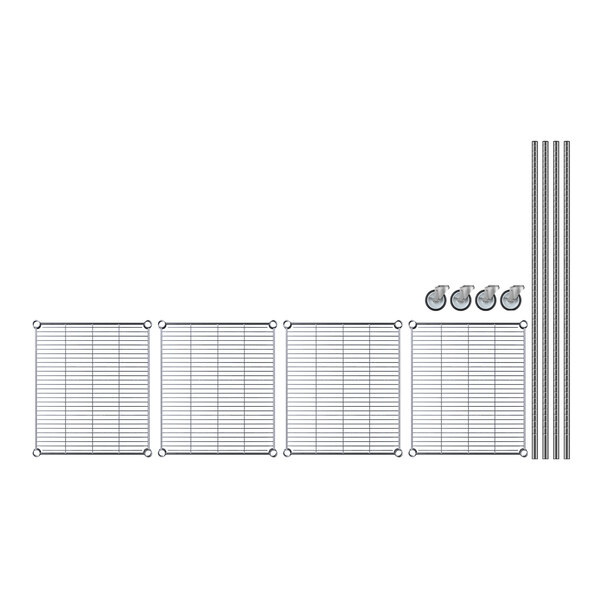 A close-up of a metal grid from a Regency Chrome Wire Shelving Kit.
