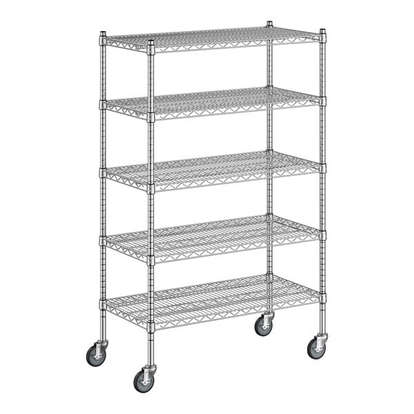 A Regency chrome wire shelving unit with 5 shelves.