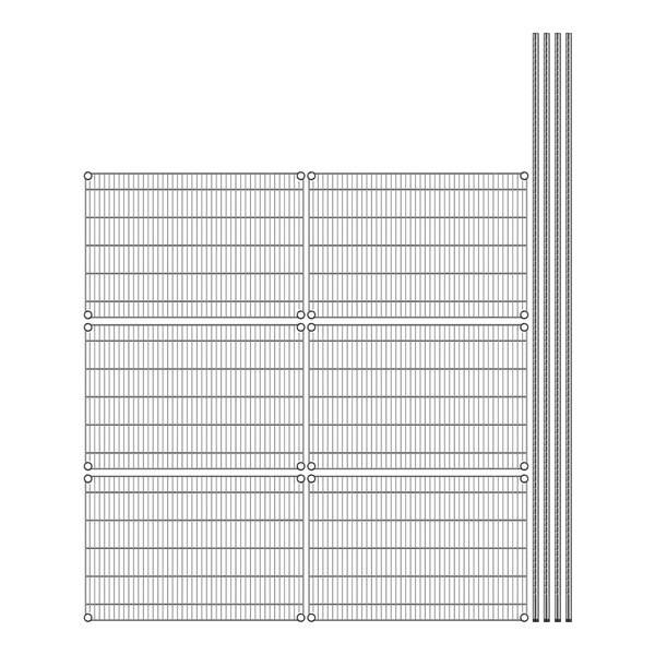 A wire mesh grid with metal rods forming a fence.