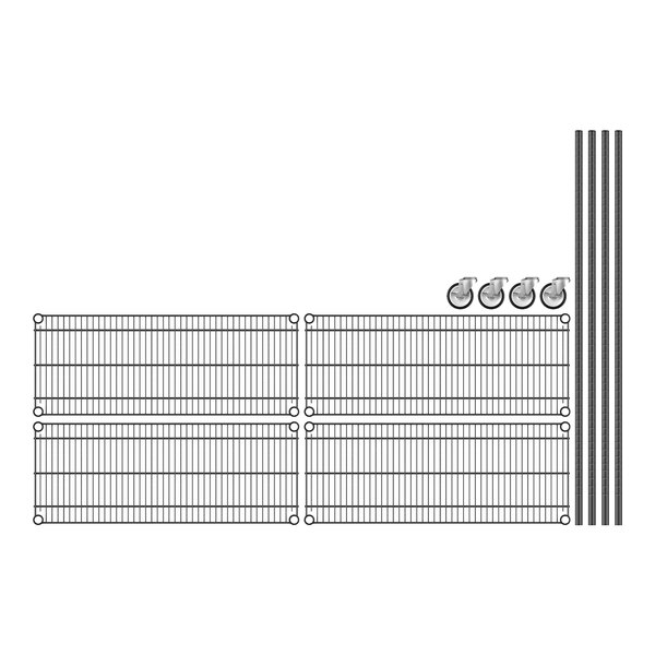 A close-up of Regency black wire shelving with a grid pattern.