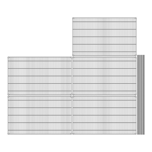 A diagram of Regency black wire shelving with five shelves.