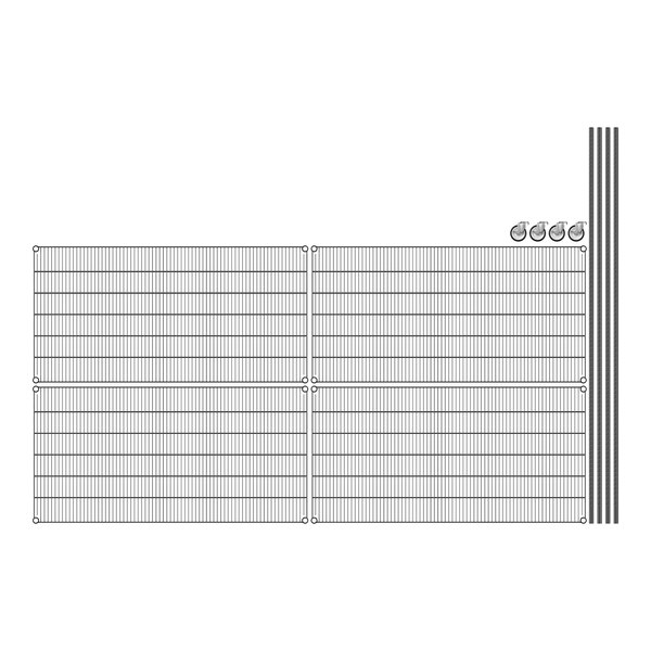 A close-up of a black grid with white background.