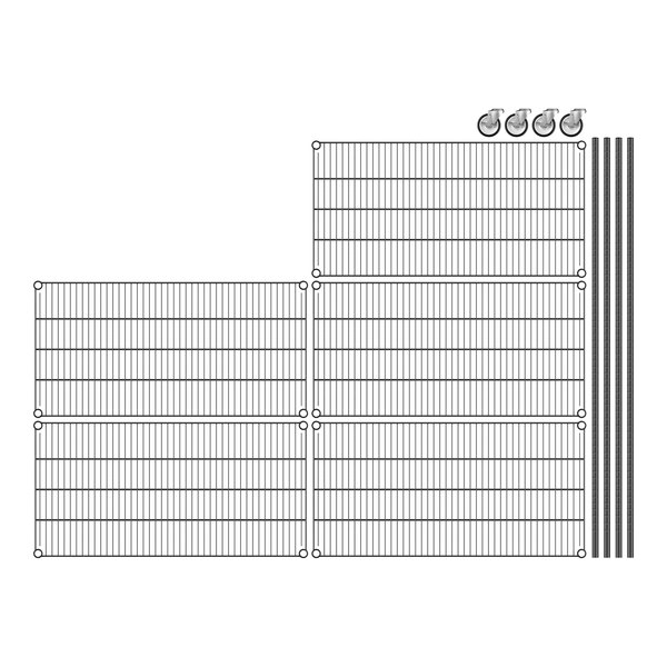 A drawing of Regency wire shelving with five shelves.