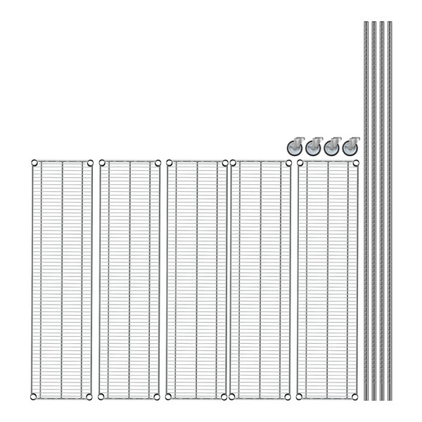 A row of wire shelves with a white background.