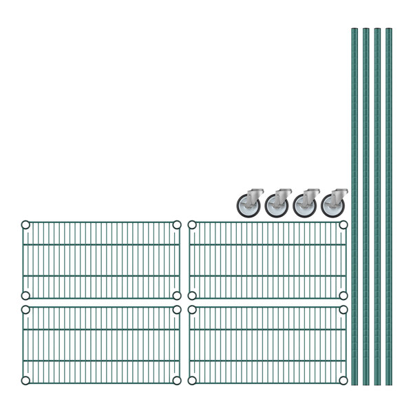 A close-up of a Regency green epoxy wire shelf.