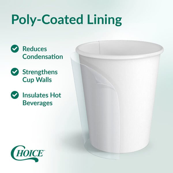 A white 4 oz. poly-coated paper hot cup designed for insulation and durability.
