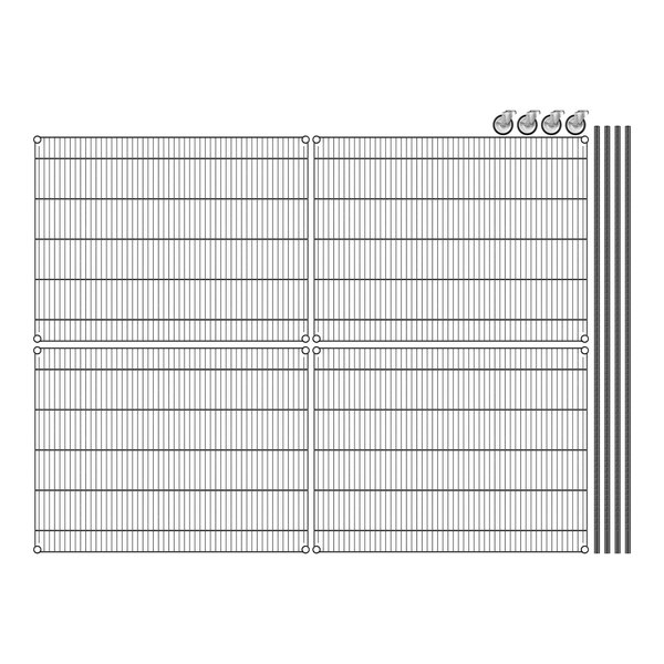 A Regency wire shelving unit with four shelves.