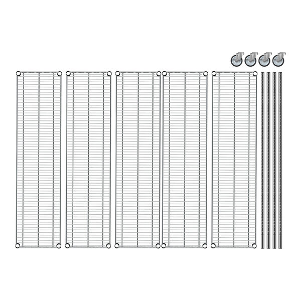 A diagram of a Regency Chrome Mobile Wire Shelving starter kit.