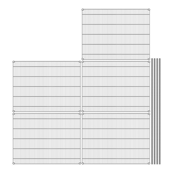 A drawing of Regency chrome wire shelving with 5 shelves.