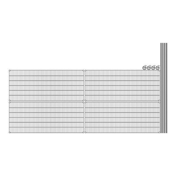 A black and white grid fence with a couple of lines.