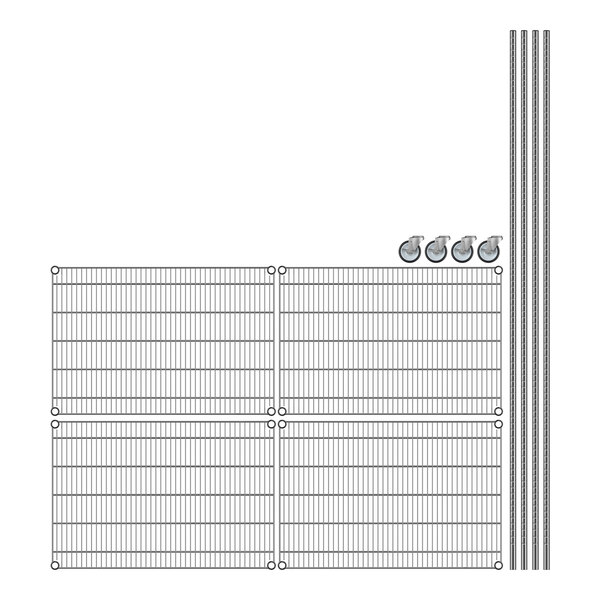Regency wire shelving with metal bars forming a grid.