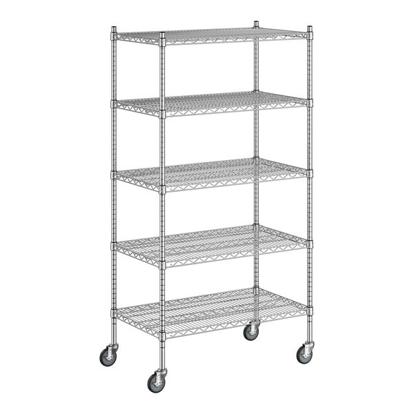 A Regency chrome wire shelving starter kit with 5 shelves.