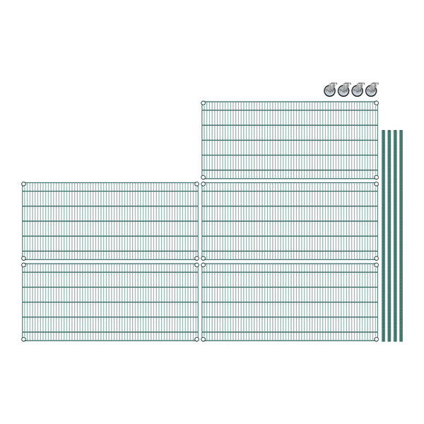 A grid wall with several rows of lines and green epoxy coating with white lines.