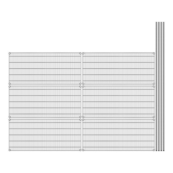 Regency stationary wire shelving with 6 wire shelves in a grid pattern.