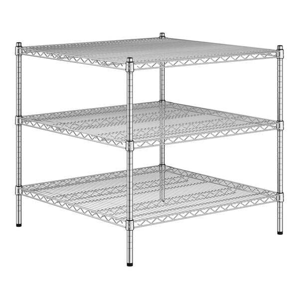 A Regency chrome wire shelving unit with 3 shelves.