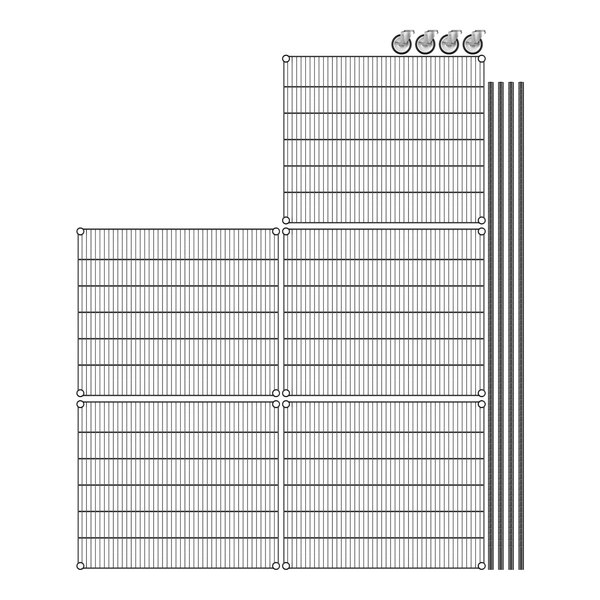 A diagram of a Regency wire grid wall with metal rods.