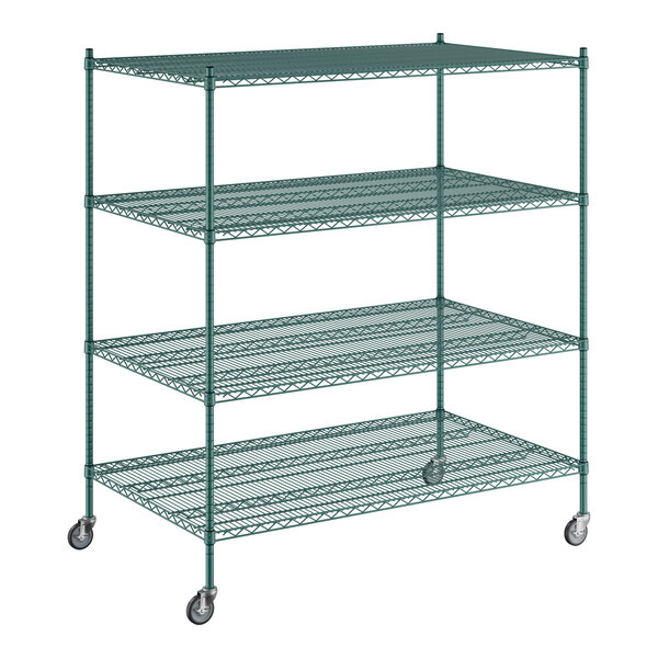 A Regency green wire shelving starter kit with 4 shelves.