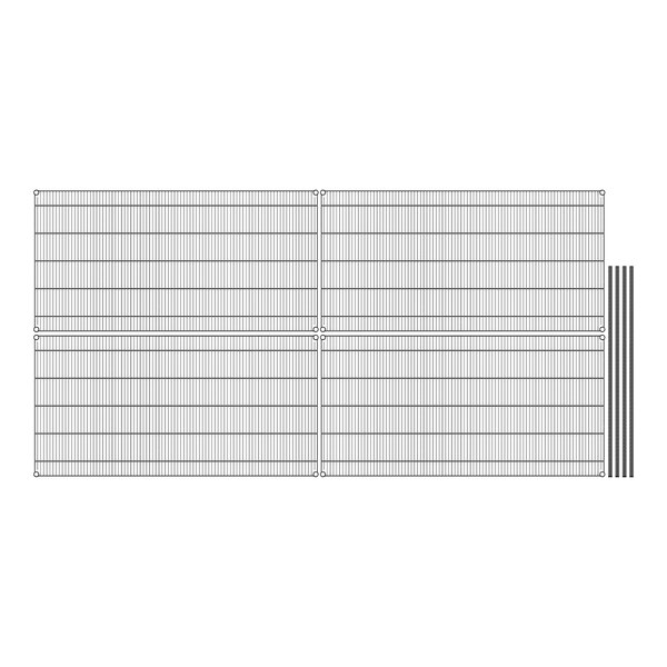 A grid of metal with a few lines on a white background.