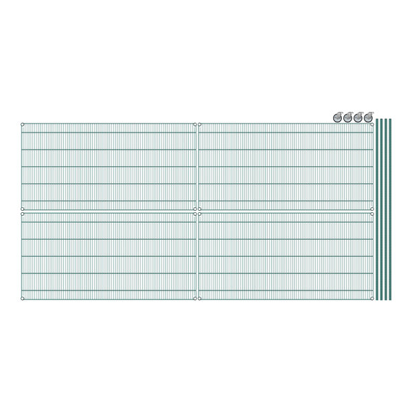 A grid with a line of green paper on it.