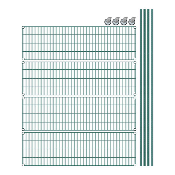 A grid paper with green lines for Regency mobile wire shelving.