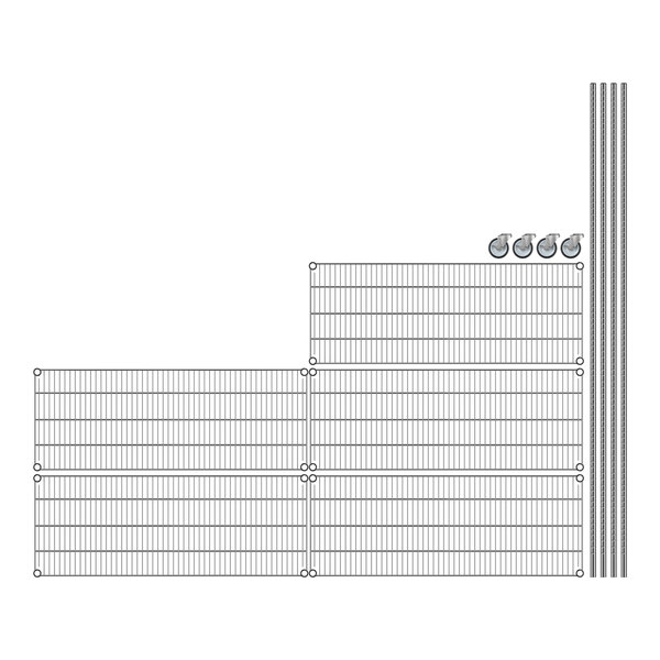 A Regency chrome wire shelving unit with a wire mesh.