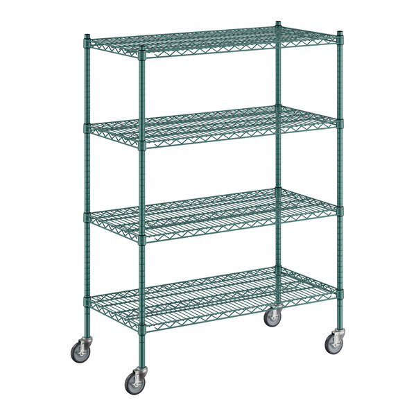 A Regency green wire shelving starter kit with 4 shelves.