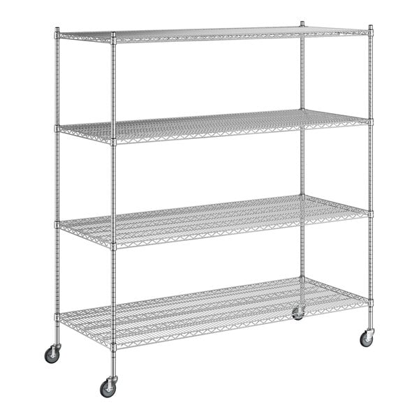 A Regency chrome wire shelving starter kit with four shelves.