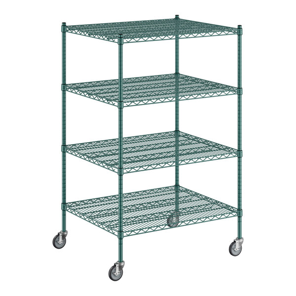 A Regency green wire shelving starter kit with 4 shelves.