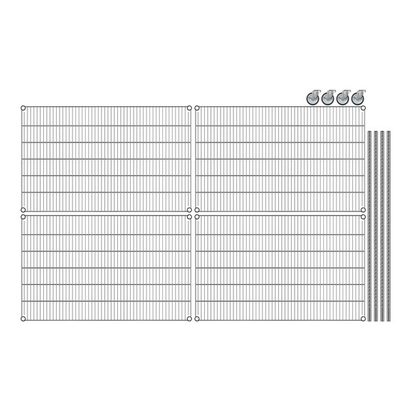 A drawing of a Regency wire shelving unit with 4 shelves.