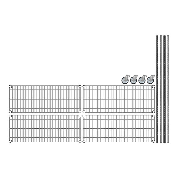 A close-up of a wire grid shelf.